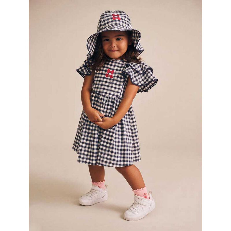 Huxbaby Cherry Pie Frill Dress Check 6M-2Y image number 1